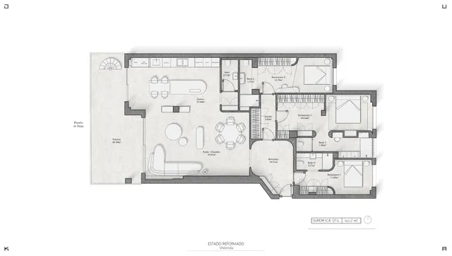 Oszałamiający penthouse w Marina Botafoc-Talamanca z projektem renowacji — Floor Plan 4