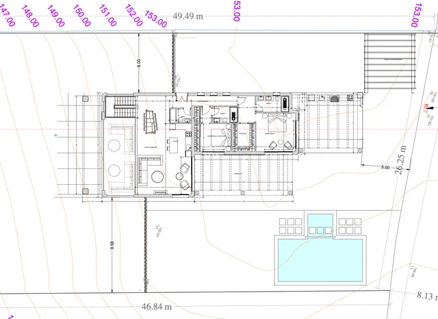 Современный средиземноморский дом с видом на море в Педрегуэре — Floor Plan 1