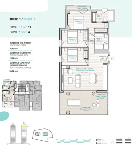 Outstanding new apartments for sale in Calpe — Floor Plan 1