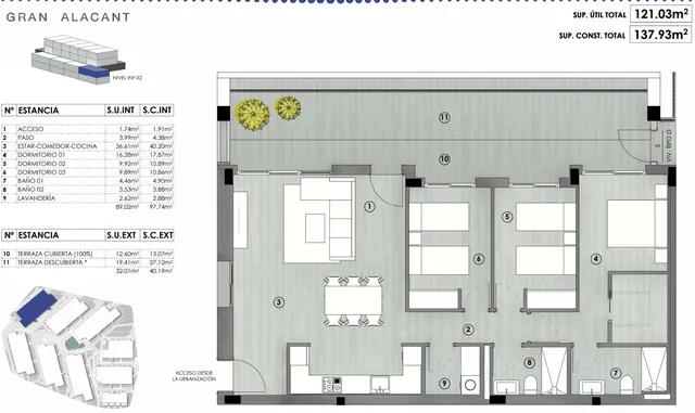 New 3-bedroom apartment in Santa Pola, Alicante — Floor Plan 1