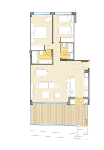 Nowoczesny apartament z 2 sypialniami w El Arenal, Jávea z widokiem na morze — Floor Plan 1