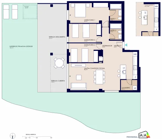Modern 3-bedroom flat in El Verger, Alicante — Floor Plan 1