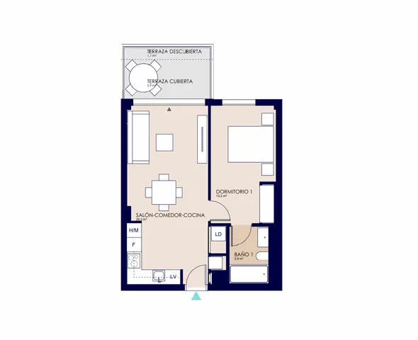 Modern 1-bedroom apartment in El Verger — Floor Plan 1