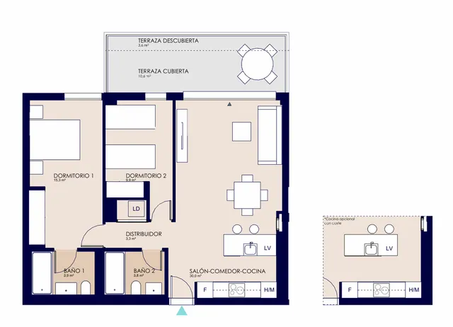 Modern 2-bedroom apartment in El Verger — Floor Plan 1