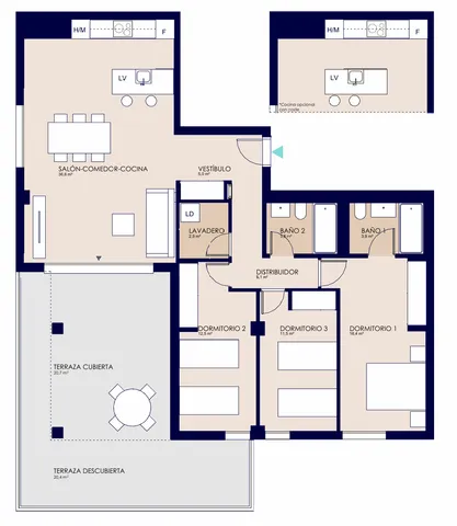 Modern 3-bedroom apartment in El Verger, Alicante — Floor Plan 1