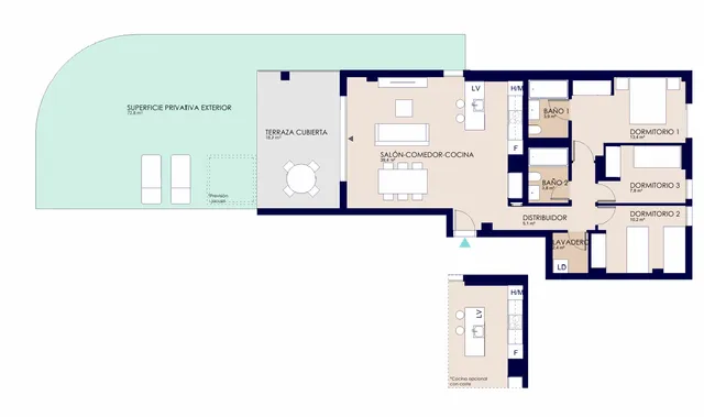 Modern 3-bedroom flat in El Verger — Floor Plan 1