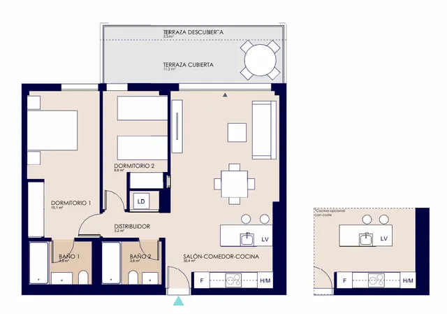 Modern 2-bedroom apartment in El Verger, Alicante — Floor Plan 1