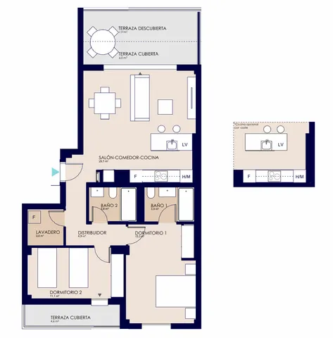 Modern 2-bedroom apartment in El Verger, Alicante — Floor Plan 1