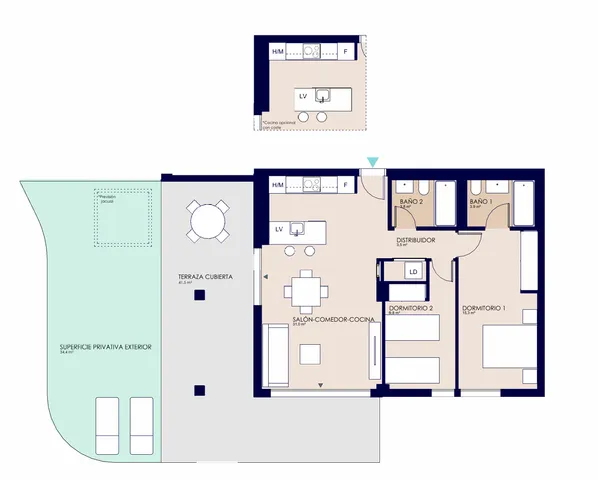 Modern ground floor flat in El Verger, Alicante — Floor Plan 1