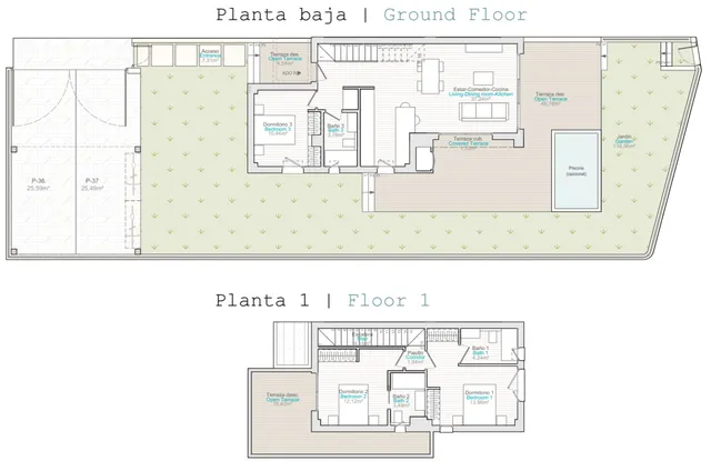 Современный таунхаус с 3 спальнями и видом на море в Эль-Вергере — Floor Plan 1