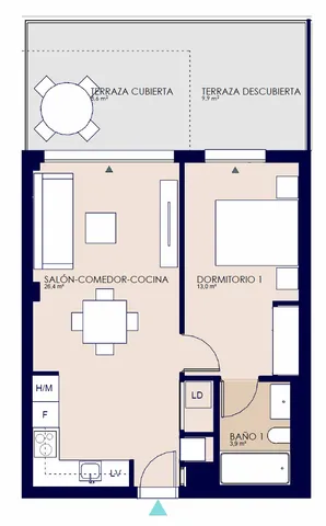Modern 1-bedroom apartment for sale in El Verger — Floor Plan 1