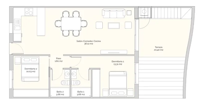 Moderno Ático de 2 Dormitorios con Impresionantes Vistas en Balcón de Finestrat-Terra Marina — Floor Plan 1