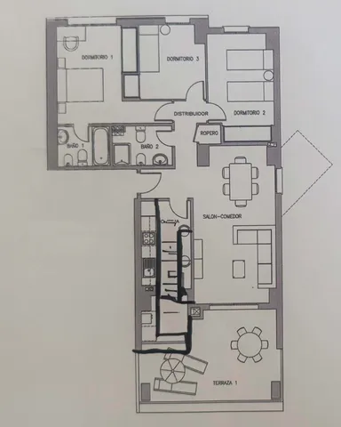 Потрясающие апартаменты с 3 спальнями и видом на горы — Floor Plan 1
