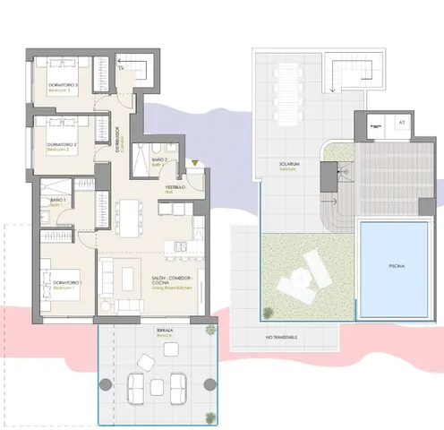 Fantastiskt takvåning med 3 sovrum och utsikt över havet och bergen till salu — Floor Plan 1