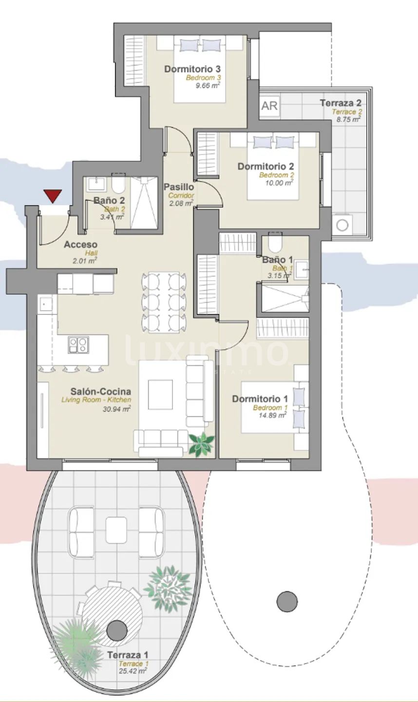 Modern Apartment in Arenal-Bol Beach — Floor Plan 1