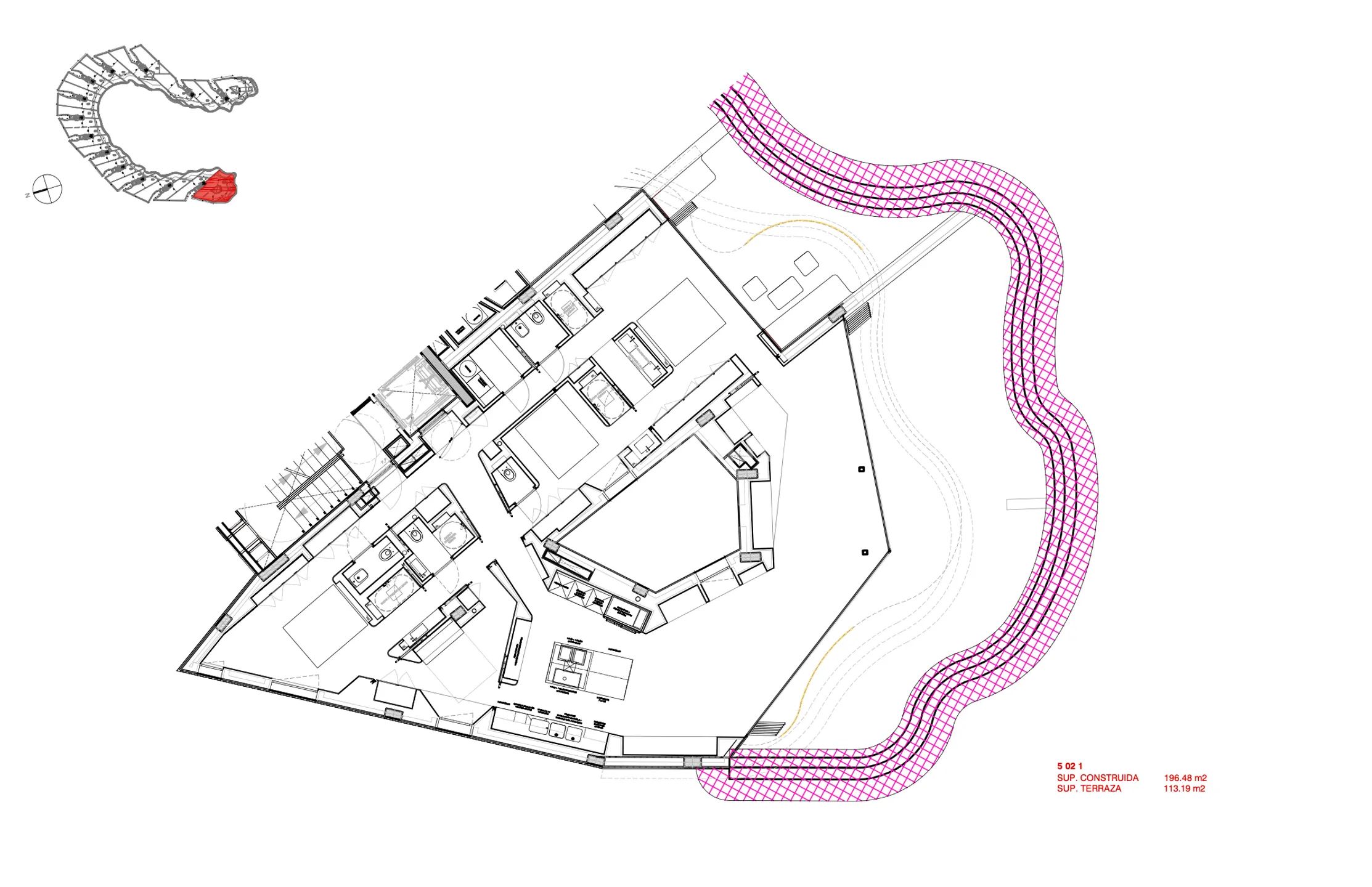 Modern frontlinjelägenhet med fantastisk utsikt över havet och Dalt Villa, Ibiza — Floor Plan 1
