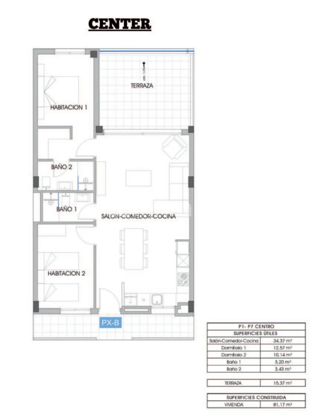 Modern Apartment in The Cove of Villajoyosa — Floor Plan 1