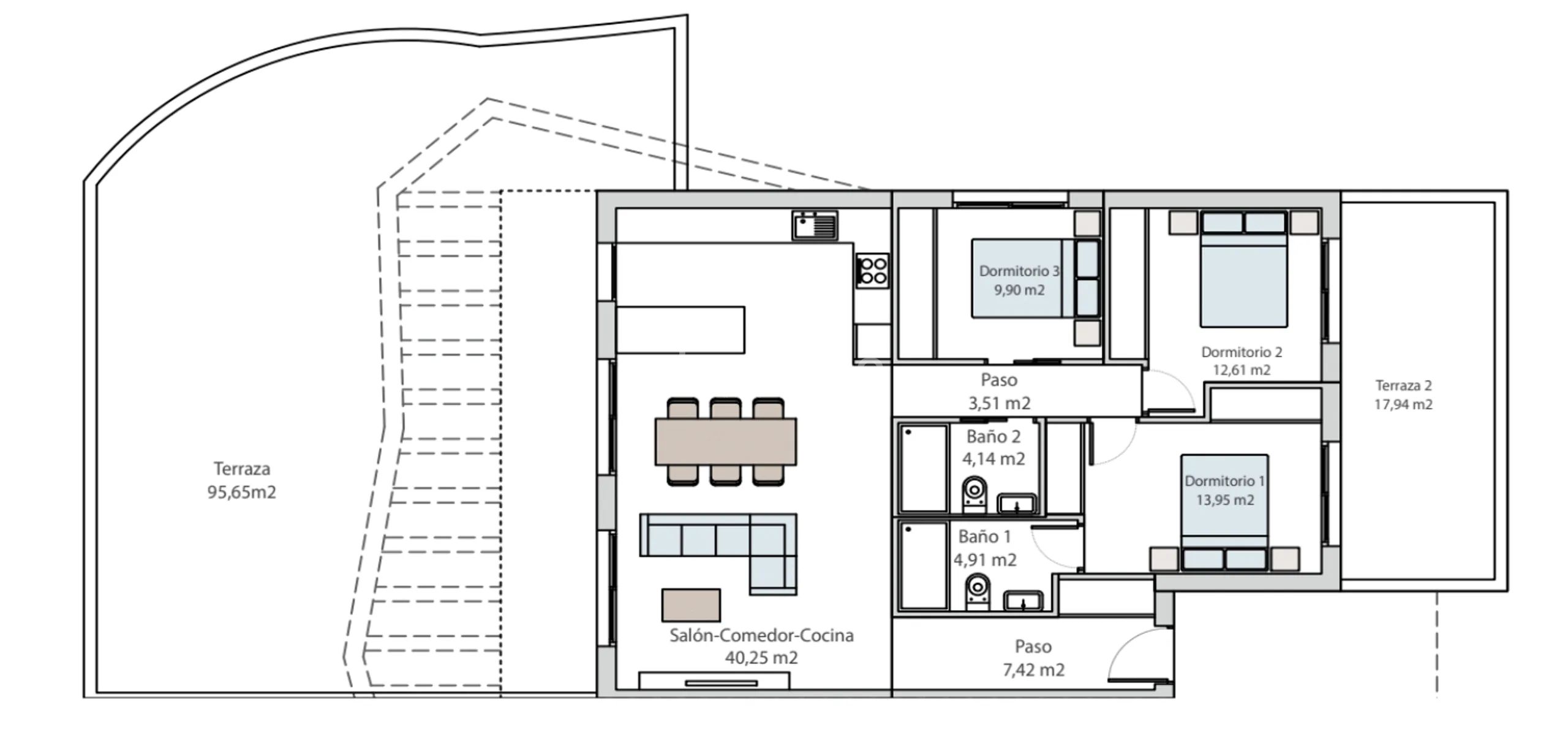 Modern Bungalow in Balcón de Finestrat — Floor Plan 1