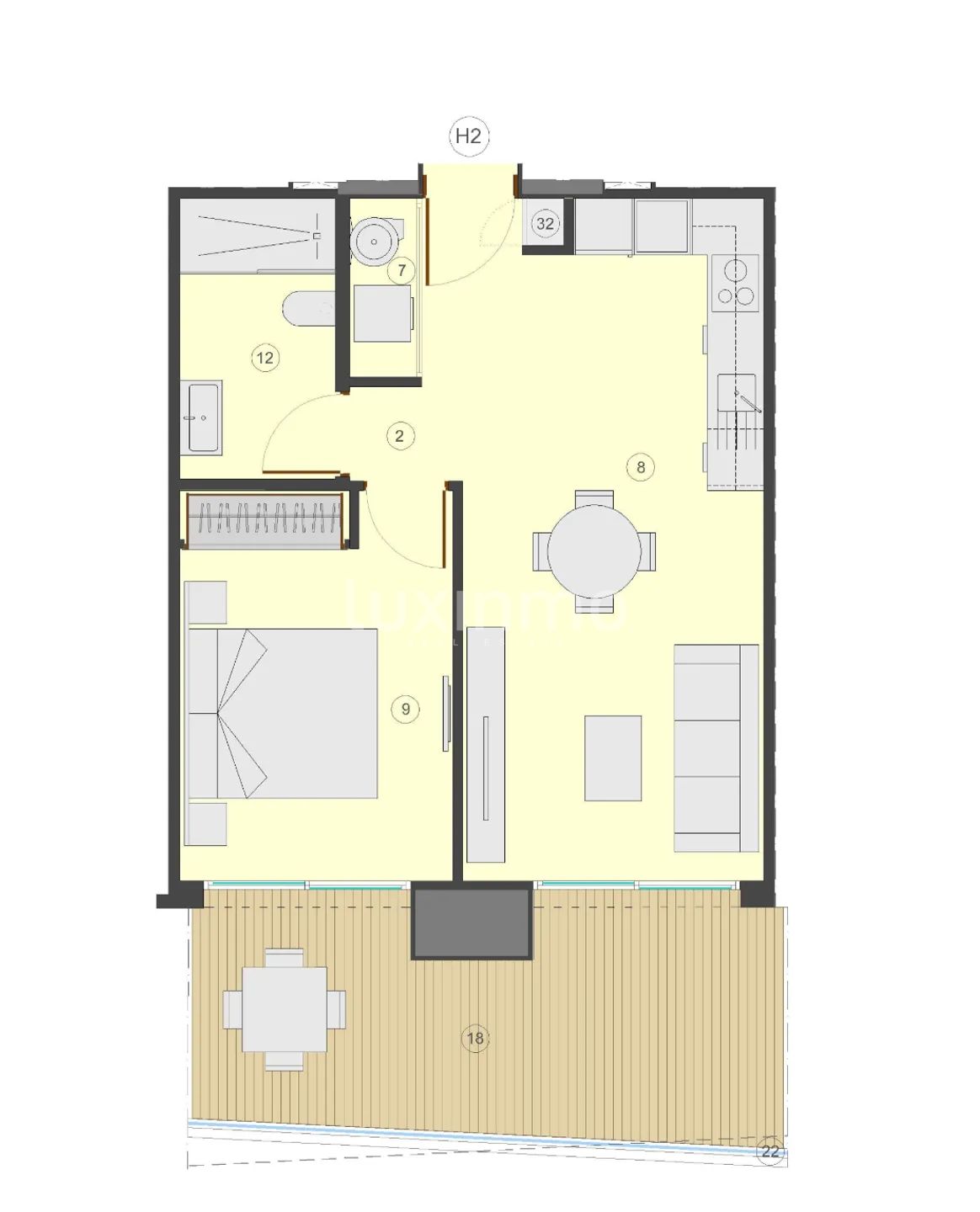 Modern Apartment in Fossa Beach — Floor Plan 1