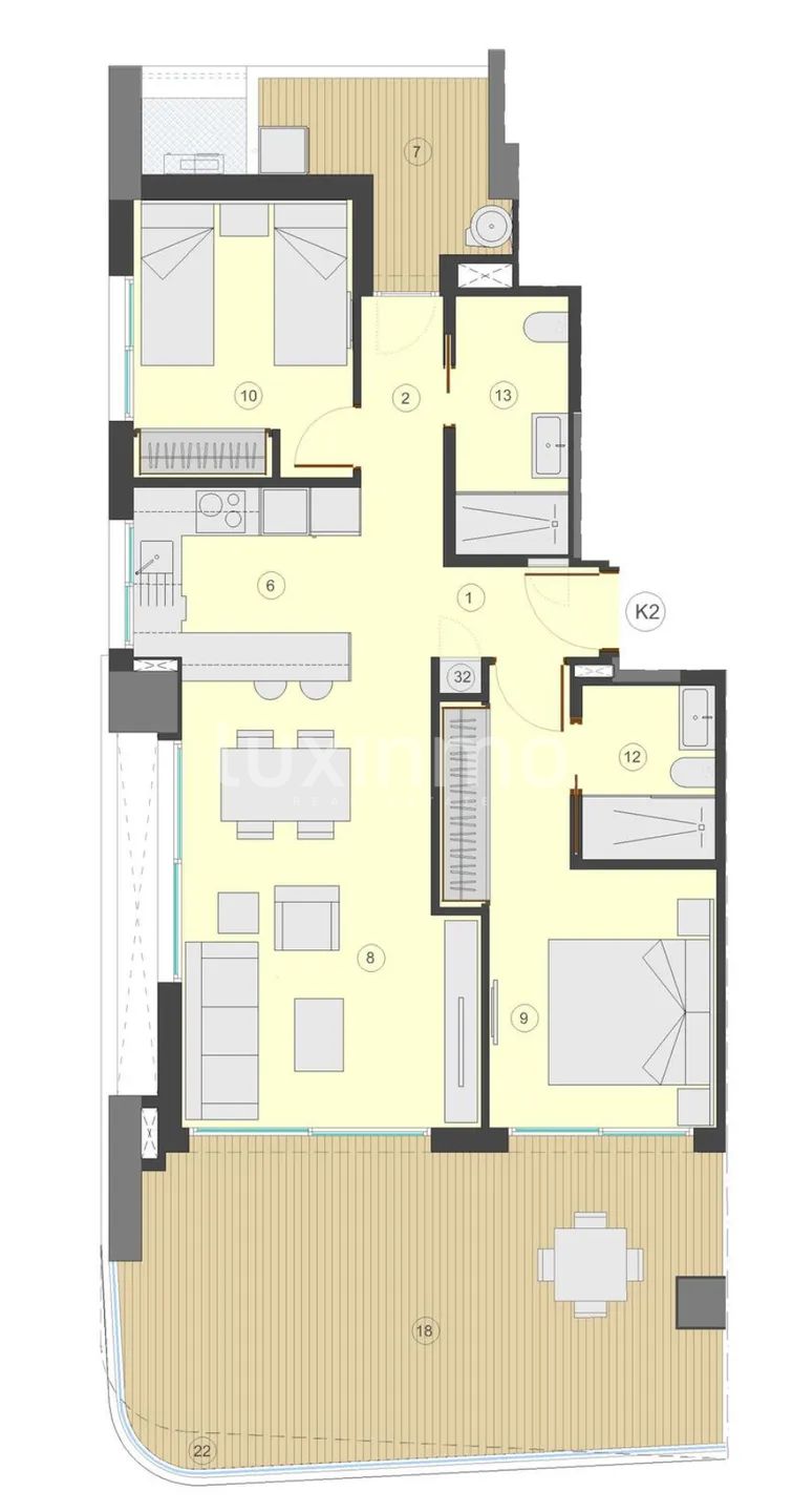 Modern Apartment in Fossa Beach — Floor Plan 1