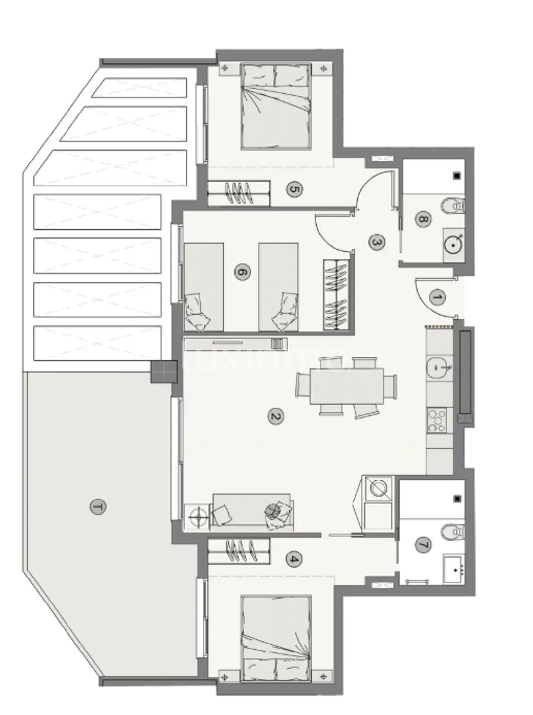 Modern Apartment in Arenal-Bol Beach — Floor Plan 1