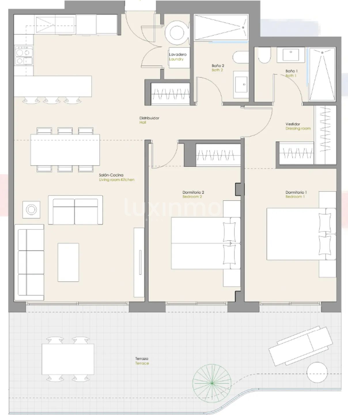 Modern Apartment in Sierra Cortina Urbanization — Floor Plan 1