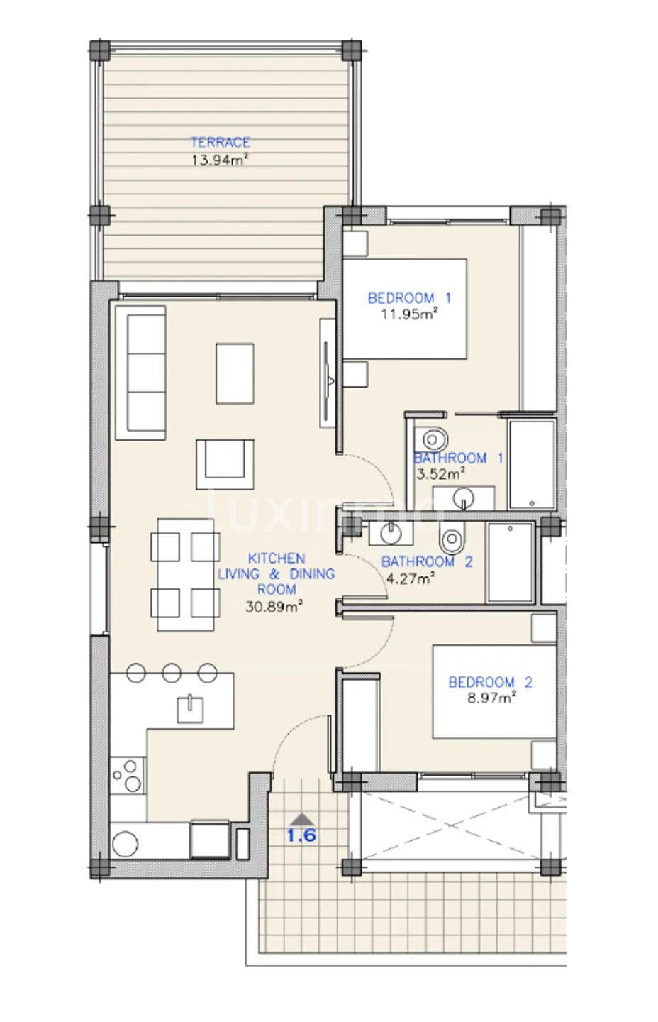 Modern Apartment in Los Alcázares — Floor Plan 1