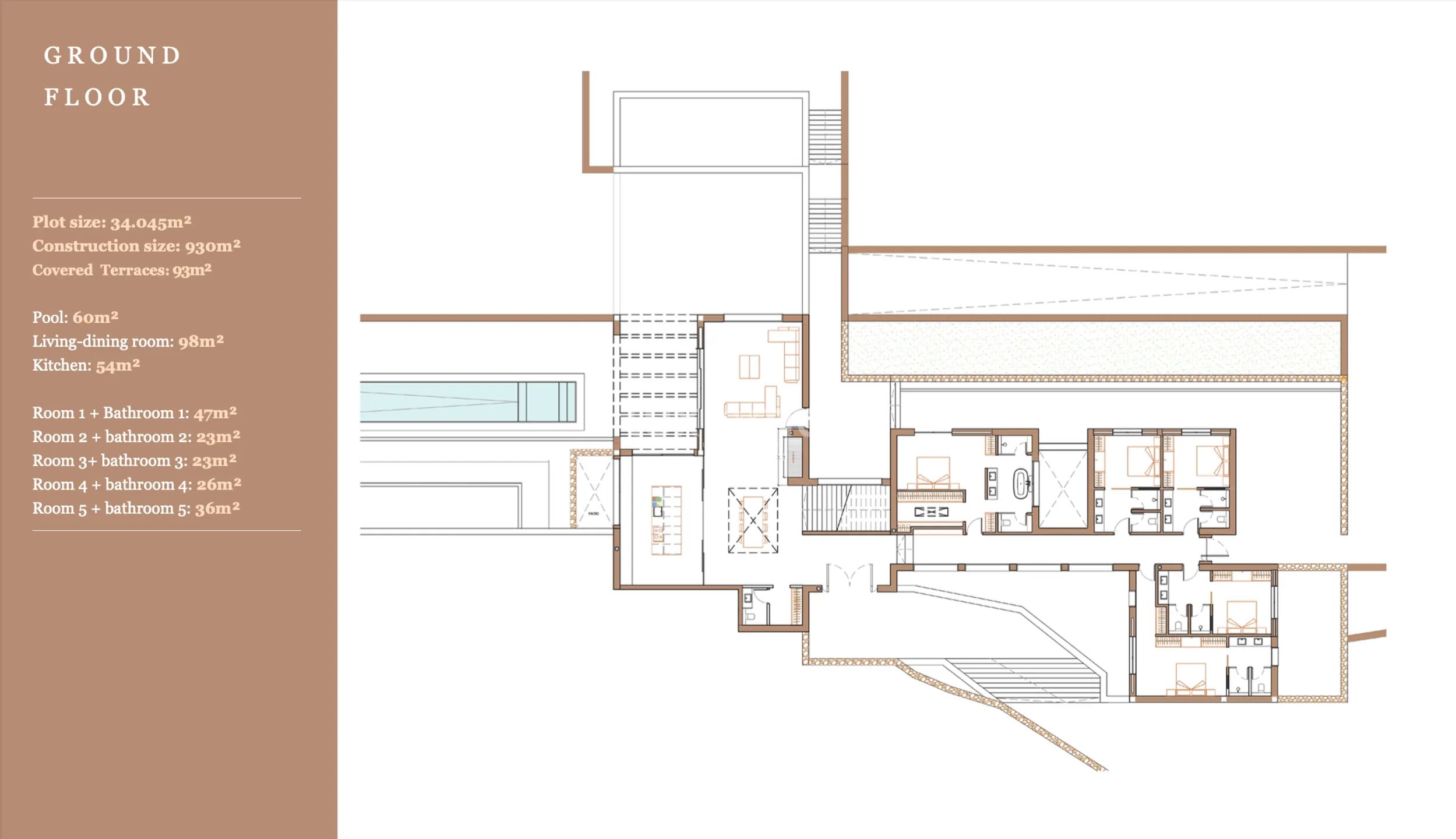 Finca de lujo de nueva construcción con vistas panorámicas al atardecer en Cala Tarida — Floor Plan 1
