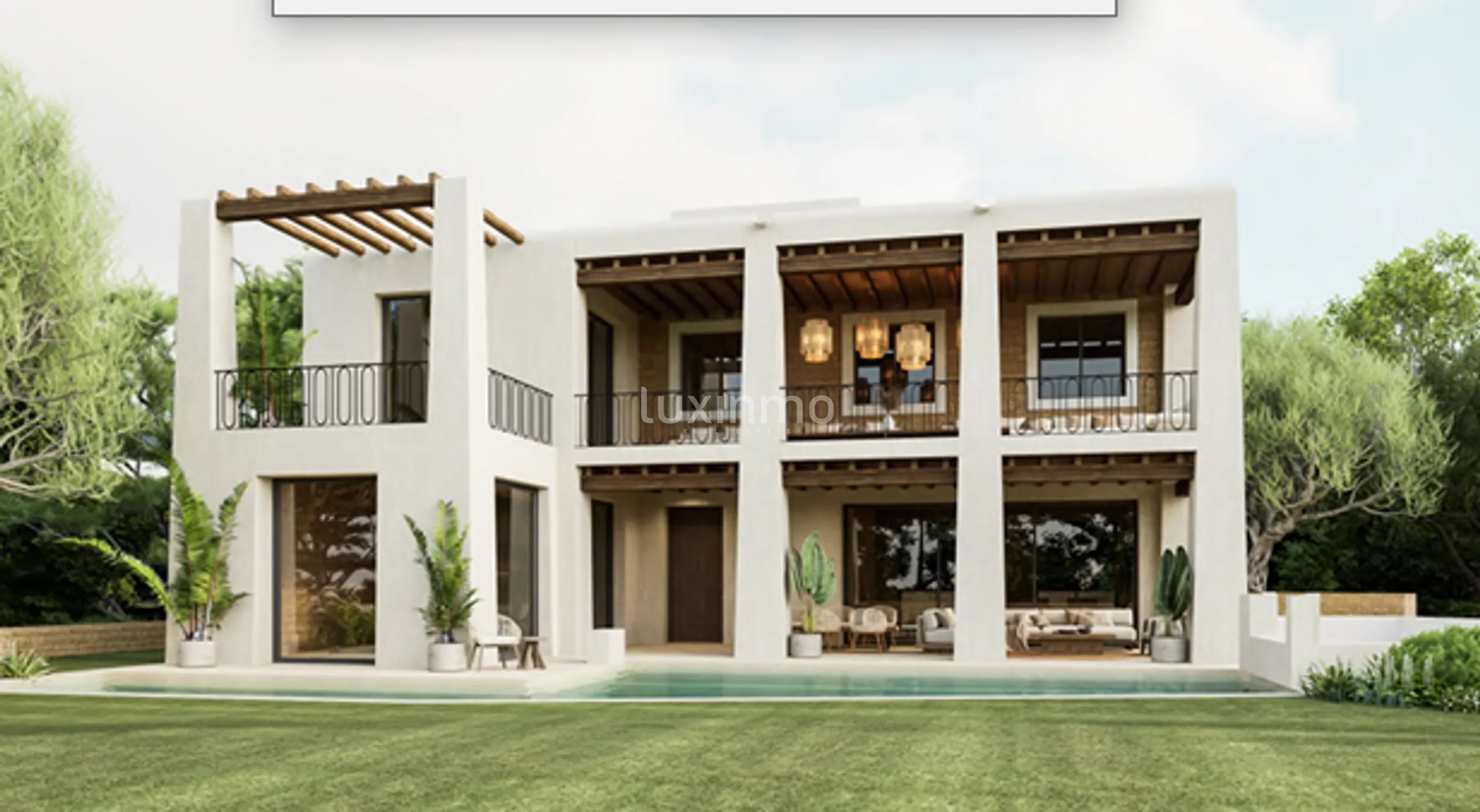Villa méditerranéenne moderne, récemment construite, avec vue sur la mer