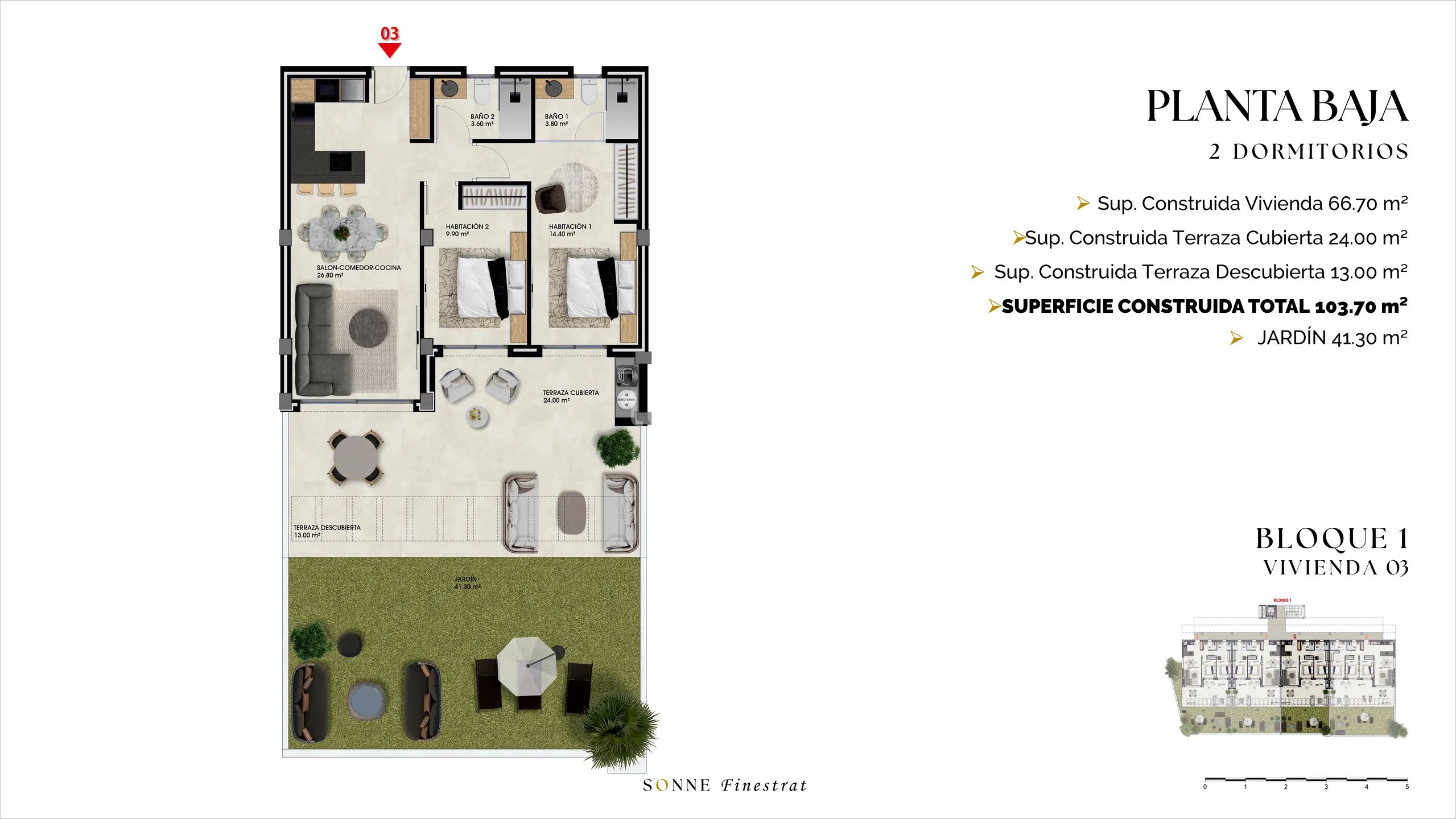 Modern Bungalow in Balcón de Finestrat — Floor Plan 1