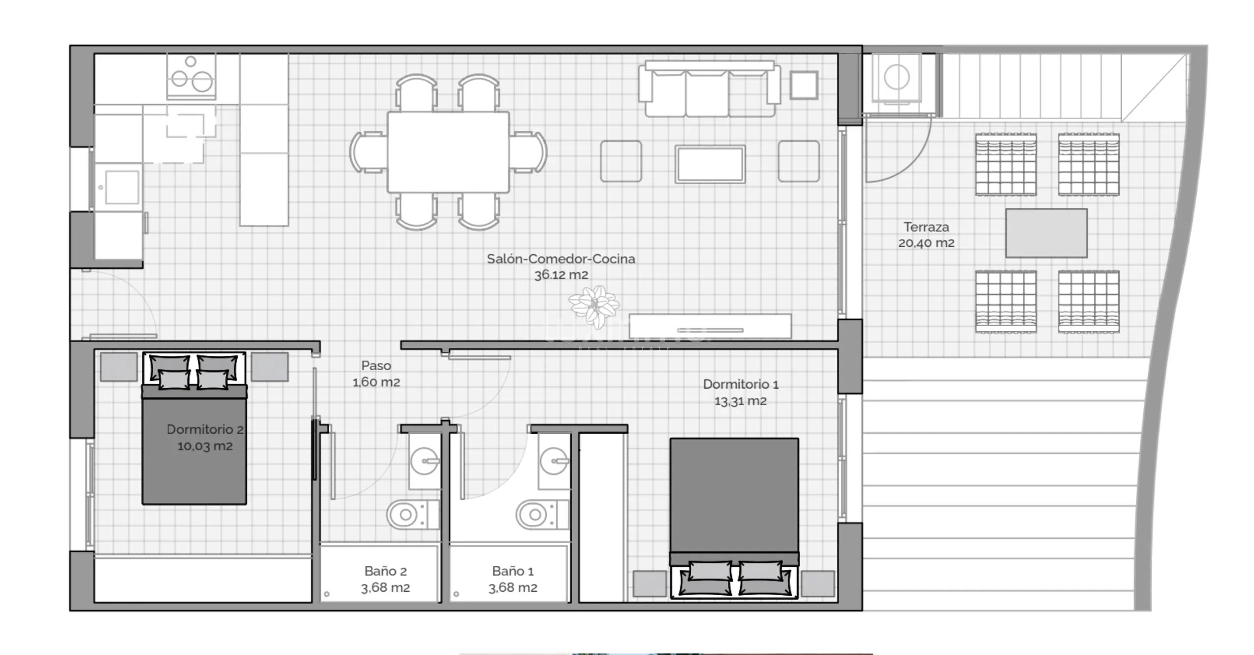 Nowoczesny penthouse w Finestrat pueblo z solarium — Floor Plan 2