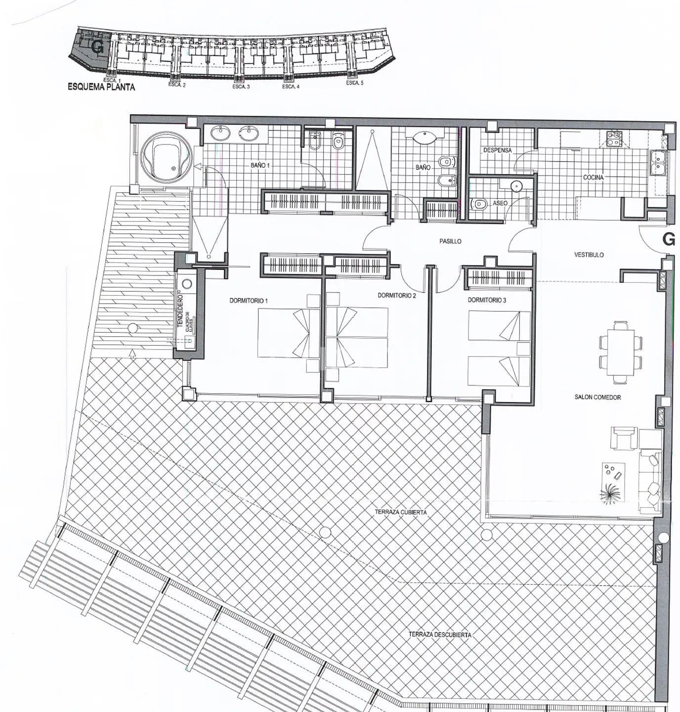 Modern sea view penthouse in Altea Hills — Floor Plan 1